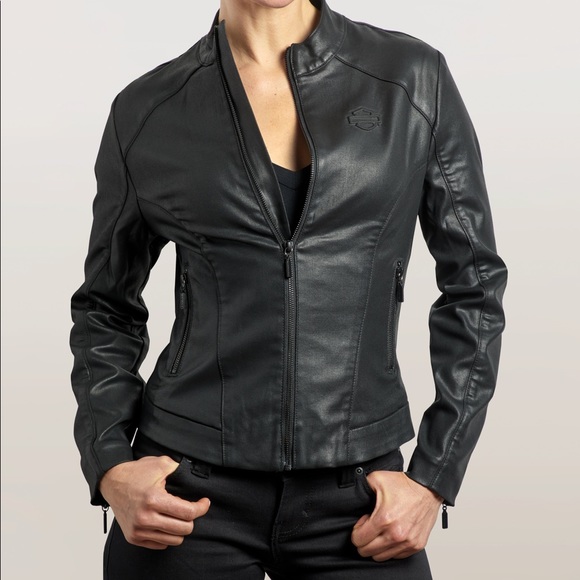 Harley-Davidson Jackets & Blazers - Harley Davidson Black Wing Back Coated Jacket Sz S